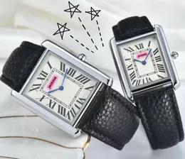 Coppia uomo donna carro armato quadrante romano orologi cassa quadrata cinturino in pelle movimento al quarzo batteria al quarzo ghiacciata cinturino in super pelle signore ragazzo famoso LOGO orologio regali