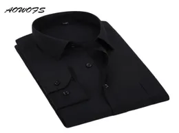 Aowofs camisa social preta masculina, camisas de manga comprida para trabalho de escritório, roupas masculinas de tamanho grande 8xl 5xl 7xl 6xl casamento personalizado 9773743