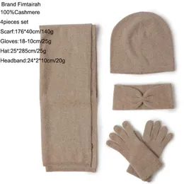 Quattro pezzi Set Caldo 100 Cappello di Cachemire Sciarpa Guanti Fascia di Inverno Delle Donne 2020 di Fabbrica Autunno E Inverno Nuovo Lavorato A Maglia Solid220h