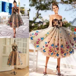 Dress Butterfly Lace Tutu Dress Midi Cusotm Made Robe De Soiree Arabic Dresses Sleeveless Vestido De Festa Abito Da Sposa Tulle Formal