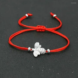 Charm Bracelets Micro CZ Little Bee Fashion Bracelet For Women Red Thread Rope Honeybee Couples Silver Color