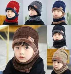 Chapéus Chapéus 2021 Fleece Contraste Cores Malha Inverno Quente para Kid Hatscarf Duas Peças Conjunto Meninas e Meninos Pescoço Crianças Scarf5400445