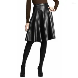 Skirts Women Authentic Sheepskin Real Leather Skirt Black Flare Fashion Trends