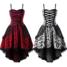 드레스 50% DROPSHIPPING !! 패션 레트로 여성 고딕 스타일 레이스 레이어 헴 슬리빙 붕대 코르셋 드레스