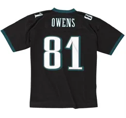 Stitched Football Jersey 81 Terrell Owens 2004 Black Mesh Retro Rugby Jerseys Men Women and Youth S-6XL