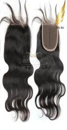 Brasiliansk kroppsvåg Remy Virgin Human Hair Extensions spetsstängning väver del naturlig färg bulk hel7231650