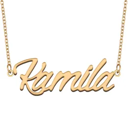 Kamila-Namensketten-Anhänger, individuell personalisiert, für Frauen, Mädchen, Kinder, beste Freunde, Mütter, Geschenke, 18 Karat vergoldeter Edelstahl