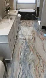 PVC Selfadhesive Waterproof Wallpaper 3D Marble Floor Tiles Väggmålningar Badrum Nonslip Wall Paper 3D Floor Home Decor Stickers H1534557