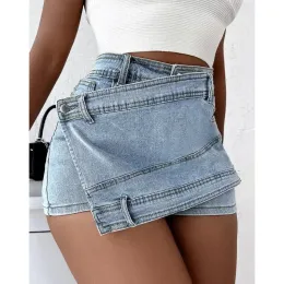 gonna DEAT Moda Gonna di jeans da donna Nuova vita alta irregolare catena impiombata grigia sopra il ginocchio Gonne marea femminile estate 2023 17A1443