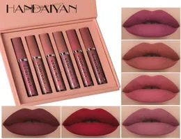 Longlasting Waterproof Handaiyan Matte Lip Gloss 세트 화장품 부드러운 실크 풍부한 컬러 보습 액체 립스틱 메이크업 4404791