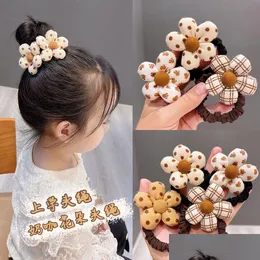 Pinos de cabelo New Childrens Leite Café Cor Headband Tecido Flor Loop Corda Sem Machucar Banda Headwear Meninas Jóias Drop Delivery P Otzpe