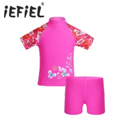 ملابس السباحة الجديدة 2pcs Girls Tankini Floral Swimsuit Swimswear مجموعة قمم مع قيعان بدلة السباحة الأطفال الأطفال على شاطئ البحر