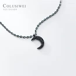 Pendants Colusiwei Authentic 925 Sterling Silver Black Crescent Pendant Necklaces For Women Gold Color Jewelry Gift Accessories