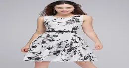 Plus Size Women Floral Printed Dresses Casual Sleeveless Knee Length Summer Beach Party Holiday Dress Cheap In Stock Fast 3607057