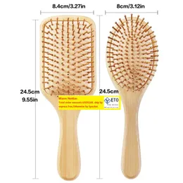 Bamboo Hair Comb Paddle Brush Hairbrush Massage Hair Brush Large Comb Detangling Hair Combs SAC Massager Prevent Trichomadesis HOT LL
