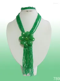 Necklace Earrings Set Amazing Style Green Crystal Jewelry For Holiday!