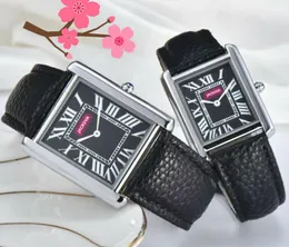 Top brand men and women tank watches square case leather strap quartz movement auto date fashion brand famous dress watch designer clock wholesale price gifts