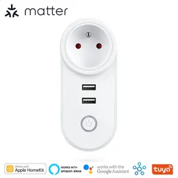 Matter WiFi Smart Plug USB EU UK US Brasilien Israel Steckdose Kompatibel Homekit Alexa Home Smartthings Tuya Smartlife 240228