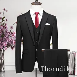 Varış Sabah Takım Düğün Takımları Erkekler İçin Üç Peices Jacketpantsvest Özel Yapımı Siyah 240227