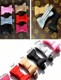 2inch 6colors Newborn Lovely INS Infant Felt Bow With Ribbon Clip Fashion Solid Fabric Head Bows For Baby Girls Children Hair Acce8350649