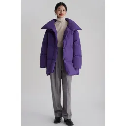 Casacos SUPER VIP 2022 INVERNO MULHER ROXO COR MÉDIO LONGO BRANCO PATO PARA BAIXO