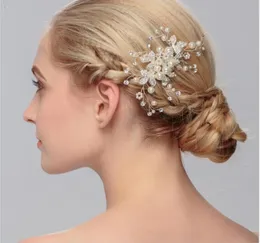 2019 Modern Bride Headpiecs Wedding Accessories Hand Pearl Plate Bridal Crystal Jewelry Hair Sticks For Party Shining9404133