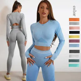 Kadın Trailtsits 2 PCS Kadınlar İçin Sakinsiz Yoga Set Track and Field Wear High Cand Bacak Egzersiz Spor Giyim Giyim Giyim Fitness Fitrop Üst Seviye Sportswea J240305