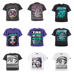Модная мужская рубашка Hellstar, рэп, высокий американский трендовый бренд, забавная личность, хип-хоп комиксы, свободная футболка с круглым вырезом и английским алфавитом, с коротким рукавом, хипстер