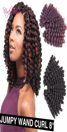 8inch 2x Jamaican Bounce Hair Tresse virkningsflätor Extensions Wand Curl Syntetisk flätning Hårhoppig trollstav curl ombre9797763