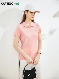 Camisas de verão novas mulheres crocodilo bordado manga curta polos camisa casual feminina polos camisa de algodão moda fino ajuste feminino topo