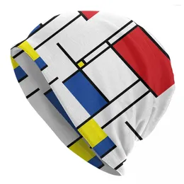 Basker konst beanie hattar mondrian minimalist de stijl moderna skallies mössor utomhus vuxna unisex caps design trendig motorhuv