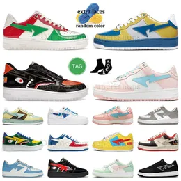 Shark Casual Shoes SK8 Block Shark Czarna biała Sta ABC COMO COMBO Różowa platforma Męskie Kobiety Sneakers Patent skórzane bymet Schuhe Schuhe Bathe Ape M2 20th Anniversary Coach