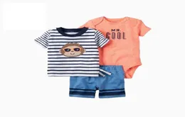 Baby Boy Ubrania ustawione list z drukiem Tshirt Topsromperpant 2020 Summer Nowonarne strój ubrania ubrania noworodka kostium 5730923