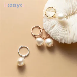 Stud Earrings Lozoya Women's 925 Sterling Silver Irregular Baroque Pearl Zircon Piercing Elegant Short Statement CZ Pendant