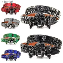 Belts Belt Designer Belt Woman Man Luxury Rhinestone Skull Buckle Belt On Sale Homme Skeleton Buckle Famous Rhinestones Belts 240305