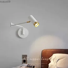 Lampada da parete Lampada da parete moderna creativa a LED con braccio oscillante retrattile Lampada da comodino per camera da letto nordica GU10 Lampada da lettura a braccio lungo nera/bianca