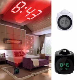 Projeção LCD Display LED Tempo Despertador Digital Falando Prompt de Voz Termômetro Prevenir Snooze Funcional Despertador de Mesa DH6083579