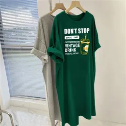 Women's T Shirts Women Tunics Summer Oversized Loose Simple Coffee Cup Printing Basic Over Knee Long T-shirt