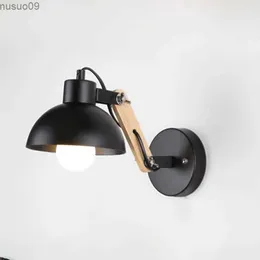Wall Lamp LED Wall Lamp Nordic Bedside Iron Wood Wall Lights Practical Adjustable Reading Study Lighting New Home Decors Sconces