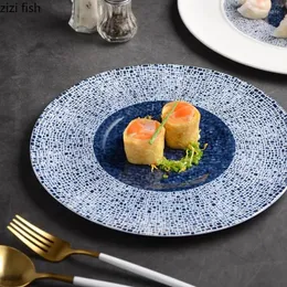 Тарелки с круглым креативным узором, керамическая плоская тарелка, стейк, макароны, десертное блюдо, ресторанная молекулярная специальная посуда