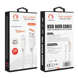 Olesit Ladekabel 1,5 m 5 ft 3 m 10 ft OD5.0 Bold Schnellladegerät Micro-USB-Datenkabel Typ C für Samsung Huawei mit Einzelhandelsverpackung