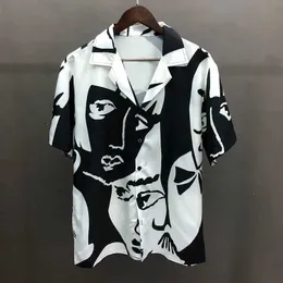 Men's T-Shirts Portrait Black White Contrast Print Shirt Short Sleeve Casual Men Shirt Streetwear Summer Camisa Masculina Shirt Moda Hombre J240305