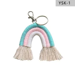 여성용 무지개 키 체인 직조 Tassel Macrame Key -key holder Jewelry255V