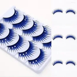 False Eyelashes Exaggerated Blue Beautiful Makeup Scene With Three Diamonds Stage Natural Colorful Women
