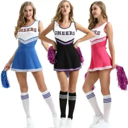 Passar kvinnor cheerleader kostym sexig cheer high school flicka cosplay fancy klänning dräkt