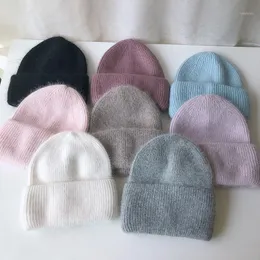 Beanie Skull Caps 2021 High-end Autumn And Winter Hat Female Angora Fur Knitted Warm Woolen Korean Version Wild Pure Color1344I