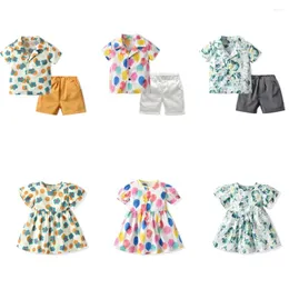 Clothing Sets Sister And Brother Matching Clothes Baby Girls Dress Boys Summer Suits T-shirt Pants 2pcs Family Look Outfit Children's