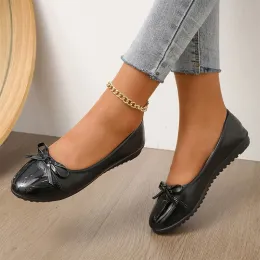 Elbiseler Yay Flats Sonbahar Kadın Ayakkabı Sığ Loafers Tasarımcısı Oxford Ayakkabı 2023 Yeni Trendi Gündelik Bale Dans Elbisesi Mujer Zapatos