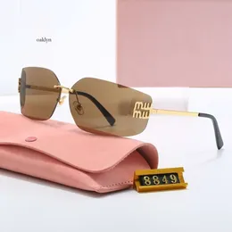 sunglasses 24 New Miao Y2k Frameless with the Same Style as Zhang Yuanying, Women's Large Frame Fashionable and Personalized Internet Famous Sunglasses
