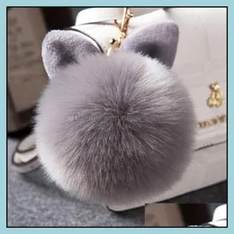 키 체인 패션 액세서리 모피 폼 키 체인 가짜 토끼 볼 키 체인 Porte Clef Pompom de Fourreure Pompon Bag Charms Bunny KE255O